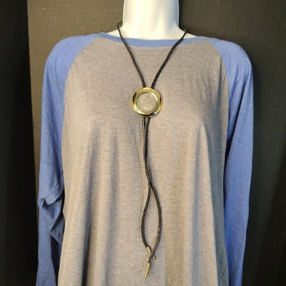 Vintage Napoleon Coin Bolo Tie Bola Tie Shoestring Necklace Gold Tone & Silver - Picture 3 of 12